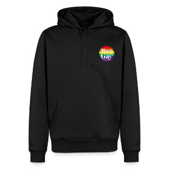 Né ce gay - Sweat à capuche Premium bio Homme - noir - Devant - Nico (187cm)