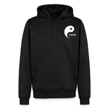 Yang looking for Yin, Part 2, tao, dualities - Sweat à capuche Premium bio Homme - noir - Devant - Nico (187cm)