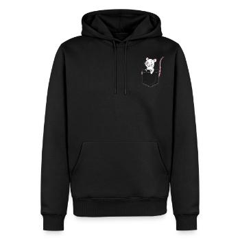 Rat dans la poche de poitrine charmant animal de rongeur - Sweat à capuche Premium bio Homme - noir - Devant - Nico (187cm)