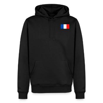 Fière d'être Français - Sweat à capuche Premium bio Homme - noir - Devant - Nico (187cm)