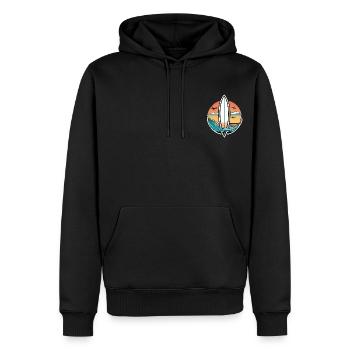 Surfer Logo #14 | Hoodie / T-Shirt - Männer Premium Bio Hoodie - Schwarz - Vorne - Nico (187cm)