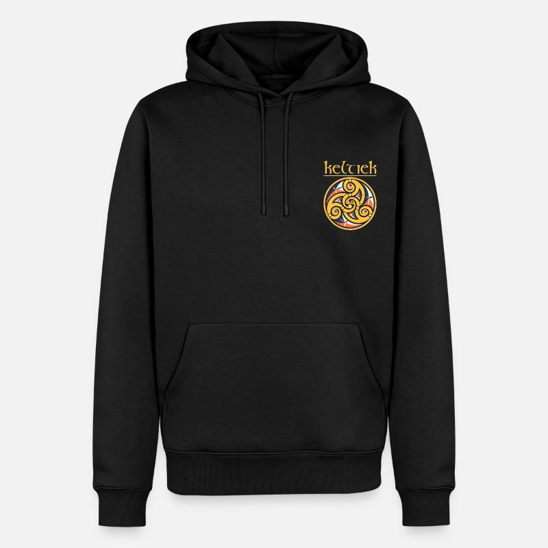 Triskell Keltiek giallo - Felpa con cappuccio ecologica premium da uomo - nero