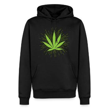 Cannabis Weed Hanf THC CBD 420 Marihuana Pflanze - Männer Premium Bio Hoodie - Schwarz - Vorne - Nico (187cm)