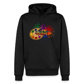 Künstler - Männer Premium Bio Hoodie - Schwarz - Vorne - Nico (187cm)