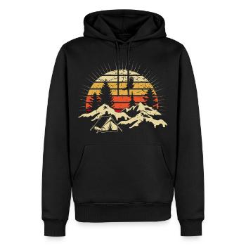 Coucher de soleil Camping tentes sauvage des - Sweat à capuche Premium bio Homme - noir - Devant - Nico (187cm)