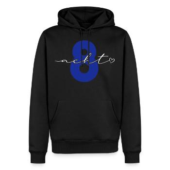8 année huit calligraphie numéro 8. anniversaire - Sweat à capuche Premium bio Homme - noir - Devant - Nico (187cm)