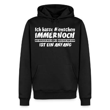 Ich hasse Menschen vintage Design - Männer Premium Bio Hoodie - Schwarz - Vorne - Nico (187cm)