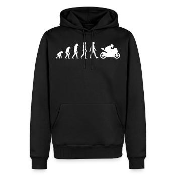 Motorrad Biker Motorradfahrer Evolution - Männer Premium Bio Hoodie - Schwarz - Vorne - Nico (187cm)