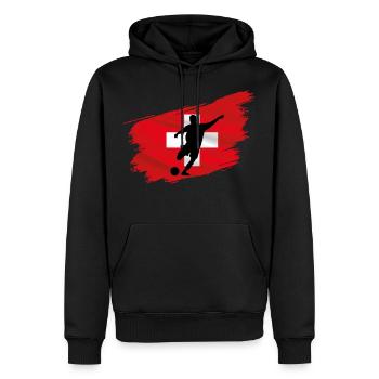 Fussball Schweiz Kicker Flagge Ballsport Team Fan - Männer Premium Bio Hoodie - Schwarz - Vorne - Nico (187cm)
