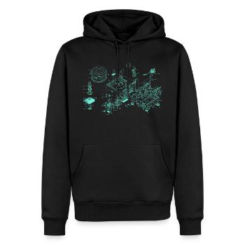 Retro Plattenspieler Old School Illustration - Männer Premium Bio Hoodie - Schwarz - Vorne - Nico (187cm)