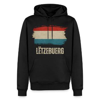 Drapeau du Luxembourg, j’adore le Luxembourg - Sweat à capuche Premium bio Homme - noir - Devant - Nico (187cm)