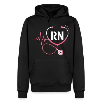 Stéthoscope à battement cardiaque RN - Sweat à capuche Premium bio Homme - noir - Devant - Nico (187cm)