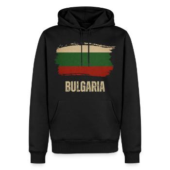 Bulgarische Grunge-Flagge, ich liebe Bulgarien - Männer Premium Bio Hoodie - Schwarz - Vorne - Nico (187cm)