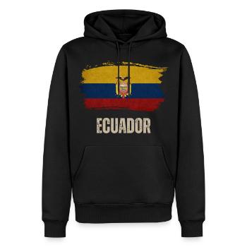 Drapeau grunge de l’Équateur, j’adore l’Équateur - Sweat à capuche Premium bio Homme - noir - Devant - Nico (187cm)
