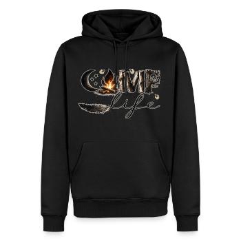 Vie de camp – Feu de camp, nature et liberté - Sweat à capuche Premium bio Homme - noir - Devant - Nico (187cm)