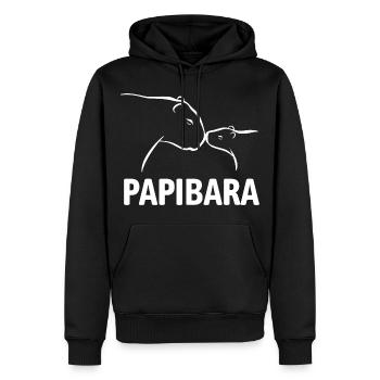 Papibara - Père et enfant capybara - Sweat à capuche Premium bio Homme - noir - Devant - Nico (187cm)