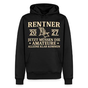 Rentner 2027 Abschiedsgeschenk Kollege Lustig - Männer Premium Bio Hoodie - Schwarz - Vorne - Nico (187cm)