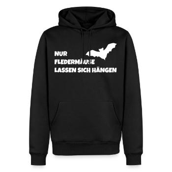 Nur Fledermäuse lassen sich hängen - Männer Premium Bio Hoodie - Schwarz - Vorne - Nico (187cm)