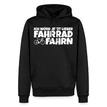 Ich würd jetzt lieber Fahrrad oder Rennrad fahren - Männer Premium Bio Hoodie - Schwarz - Vorne - Nico (187cm)