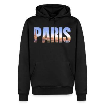 Paris City - Männer Premium Bio Hoodie - Schwarz - Vorne - Nico (187cm)