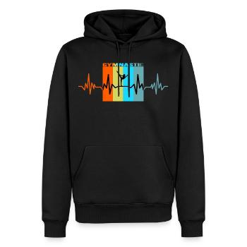 Cadeau rétro de rythme cardiaque de gymnastique - Sweat à capuche Premium bio Homme - noir - Devant - Nico (187cm)