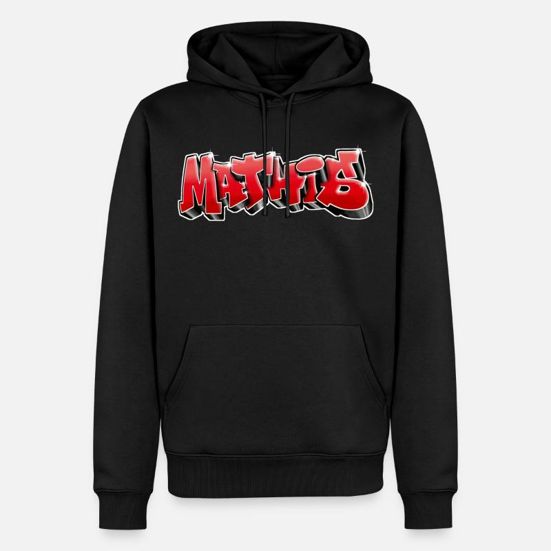 Mathis Graffiti Rouge - Sweat à capuche Premium bio Homme - noir