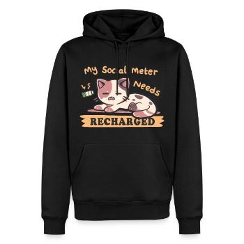 Social Meter Recharge - Men’s Premium Organic Hoodie - black - Front - Nico (187cm)