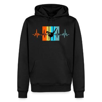 Breakdance Herzschlag retro Geschenk - Männer Premium Bio Hoodie - Schwarz - Vorne - Nico (187cm)