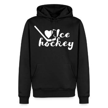 I love Ice hockey - Männer Premium Bio Hoodie - Schwarz - Vorne - Nico (187cm)