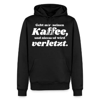 Gebt mir Kaffe niemand wird verletzt 5 weiss - Männer Premium Bio Hoodie - Schwarz - Vorne - Nico (187cm)