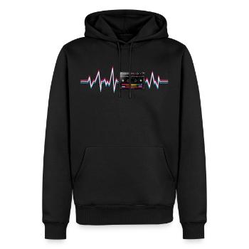 Herzlinie 80er Musik - Männer Premium Bio Hoodie - Schwarz - Vorne - Nico (187cm)