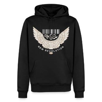 Engels Flügel mit Barcode, Angel's Grace - Männer Premium Bio Hoodie - Schwarz - Vorne - Nico (187cm)
