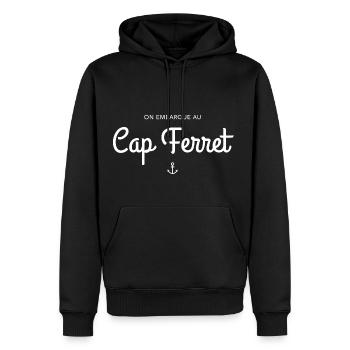 On embarque au Cap Ferret - Sweat à capuche Premium bio Homme - noir - Devant - Nico (187cm)