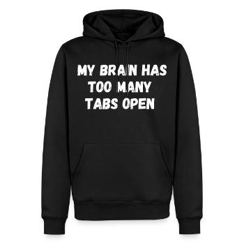 Mon cerveau a trop d’onglets ouverts. Dire Nerd informatique - Sweat à capuche Premium bio Homme - noir - Devant - Nico (187cm)
