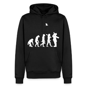 cadeau ornithologie ornithologie évolution i - Sweat à capuche Premium bio Homme - noir - Devant - Nico (187cm)