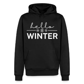 Hallo Winter - Männer Premium Bio Hoodie - Schwarz - Vorne - Nico (187cm)