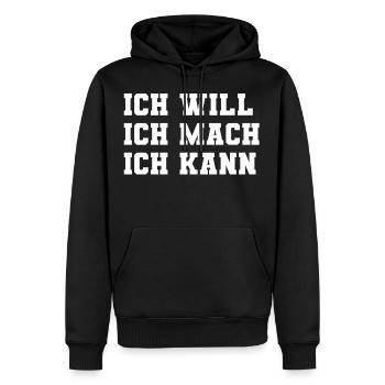 ICHMACH - Männer Premium Bio Hoodie - Schwarz - Vorne - Nico (187cm)