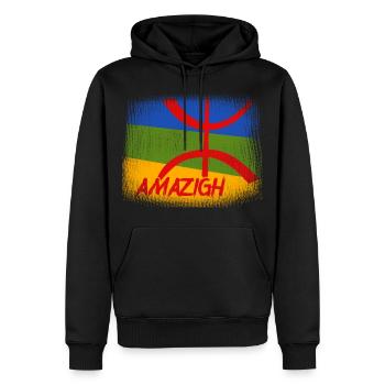 Amazigh Mon Origine Maroc Algérie Rif Souss Kabyle - Sweat à capuche Premium bio Homme - noir - Devant - Nico (187cm)