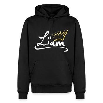 Krone Name Namensschild Liam - Männer Premium Bio Hoodie - Schwarz - Vorne - Nico (187cm)