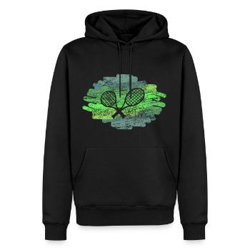 Tennis raquette tennis - Sweat à capuche Premium bio Homme - noir - Devant - Nico (187cm)