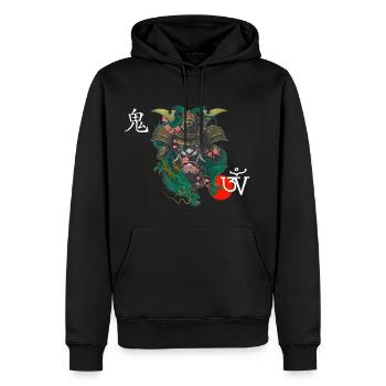 Démon kabuto blanc - Sweat à capuche Premium bio Homme - noir - Devant - Nico (187cm)