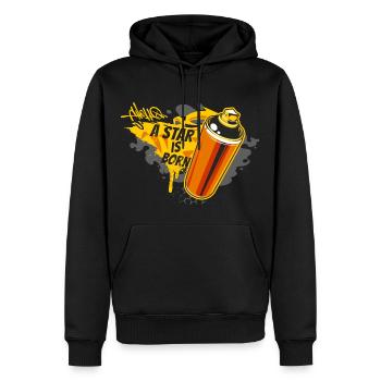 A star is born, Street Art Shop - Sweat à capuche Premium bio Homme - noir - Devant - Nico (187cm)
