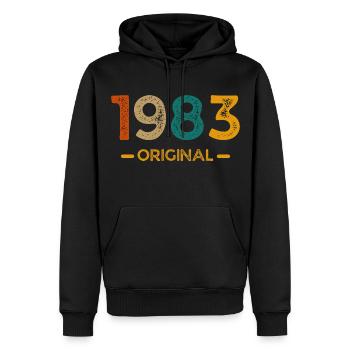 1982 Original - Men’s Premium Organic Hoodie - black - Front - Nico (187cm)