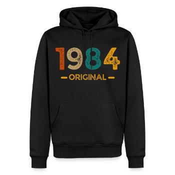 Original von 1984 - Männer Premium Bio Hoodie - Schwarz - Vorne - Nico (187cm)
