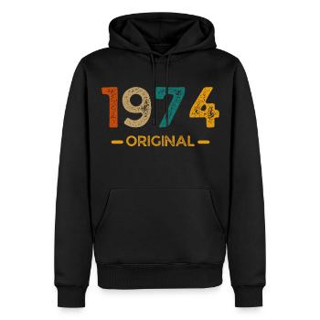 1974 Original - Männer Premium Bio Hoodie - Schwarz - Vorne - Nico (187cm)