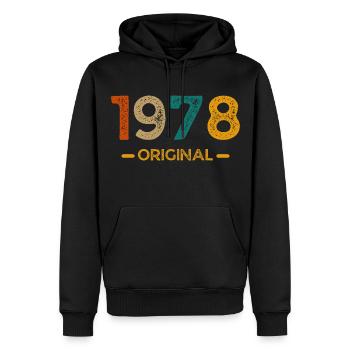1978 Original - Männer Premium Bio Hoodie - Schwarz - Vorne - Nico (187cm)