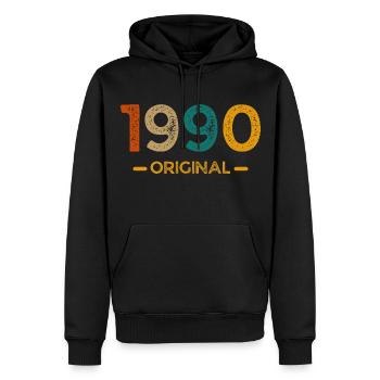 1990 Original - Men’s Premium Organic Hoodie - black - Front - Nico (187cm)