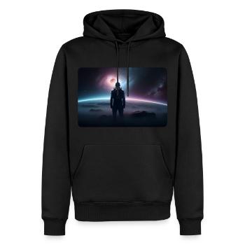 Perdu dans le cosmos - Sweat à capuche Premium bio Homme - noir - Devant - Nico (187cm)