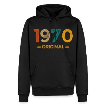 1970 Original - Männer Premium Bio Hoodie - Schwarz - Vorne - Nico (187cm)