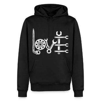 Mechanik Liebe - Männer Premium Bio Hoodie - Schwarz - Vorne - Nico (187cm)